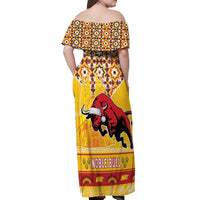 Spain Christmas Off Shoulder Maxi Dress Noble Bull With Sagrada Famlia - Wonder Print Shop