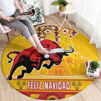 Spain Christmas Round Carpet Noble Bull With Sagrada Família