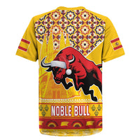Spain Christmas Rugby Jersey Noble Bull With Sagrada Famlia - Wonder Print Shop