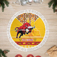 Spain Christmas Tree Skirt Noble Bull With Sagrada Famlia - Wonder Print Shop