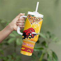 Spain Christmas Tumbler With Handle Noble Bull With Sagrada Famlia - Wonder Print Shop