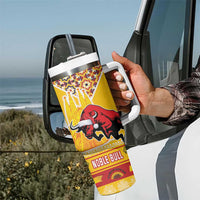 Spain Christmas Tumbler With Handle Noble Bull With Sagrada Famlia - Wonder Print Shop