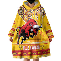 Spain Christmas Wearable Blanket Hoodie Noble Bull With Sagrada Famlia - Wonder Print Shop