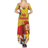 Spain Tio de Nadal Christmas Family Matching Summer Maxi Dress and Hawaiian Shirt Traditional Christmas Log Yellow Version - Wonder Print Shop