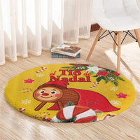 Spain Tió de Nadal Christmas Round Carpet Traditional Christmas Log Yellow Version