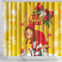 Spain Tió de Nadal Christmas Shower Curtain Traditional Christmas Log Yellow Version