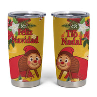 Spain Tio de Nadal Christmas Tumbler Cup Traditional Christmas Log Yellow Version - Wonder Print Shop