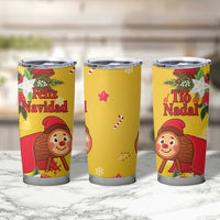 Spain Tio de Nadal Christmas Tumbler Cup Traditional Christmas Log Yellow Version - Wonder Print Shop