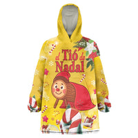 Spain Tio de Nadal Christmas Wearable Blanket Hoodie Traditional Christmas Log Yellow Version - Wonder Print Shop