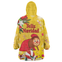 Spain Tio de Nadal Christmas Wearable Blanket Hoodie Traditional Christmas Log Yellow Version - Wonder Print Shop