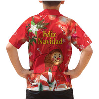 Spain Tio de Nadal Christmas Family Matching Mermaid Dress and Hawaiian Shirt Traditional Christmas Log Red Version - Wonder Print Shop