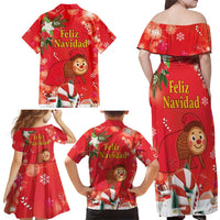 Spain Tio de Nadal Christmas Family Matching Off Shoulder Maxi Dress and Hawaiian Shirt Traditional Christmas Log Red Version - Wonder Print Shop