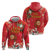 Spain Tio de Nadal Christmas Hoodie Traditional Christmas Log Red Version - Wonder Print Shop