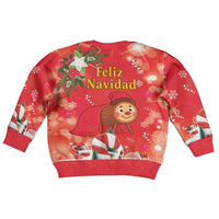 Spain Tio de Nadal Christmas Kid Ugly Christmas Sweater Traditional Christmas Log Red Version - Wonder Print Shop