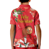 Spain Tio de Nadal Christmas Kid Polo Shirt Traditional Christmas Log Red Version - Wonder Print Shop