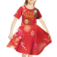 Spain Tio de Nadal Christmas Kid Short Sleeve Dress Traditional Christmas Log Red Version - Wonder Print Shop
