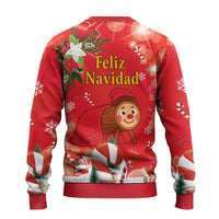 Spain Tio de Nadal Christmas Ugly Christmas Sweater Traditional Christmas Log Red Version - Wonder Print Shop