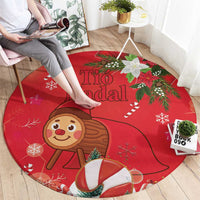 Spain Tió de Nadal Christmas Round Carpet Traditional Christmas Log Red Version