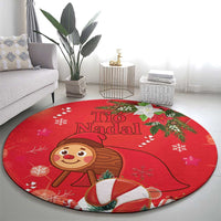 Spain Tió de Nadal Christmas Round Carpet Traditional Christmas Log Red Version