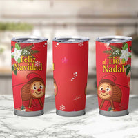 Spain Tio de Nadal Christmas Tumbler Cup Traditional Christmas Log Red Version - Wonder Print Shop