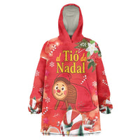 Spain Tio de Nadal Christmas Wearable Blanket Hoodie Traditional Christmas Log Red Version - Wonder Print Shop