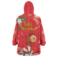 Spain Tio de Nadal Christmas Wearable Blanket Hoodie Traditional Christmas Log Red Version - Wonder Print Shop