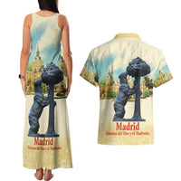 Spain El Oso y el Madrono Couples Matching Tank Maxi Dress and Hawaiian Shirt Madrid City Watercolor - Wonder Print Shop