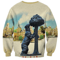 Spain El Oso y el Madrono Sweatshirt Madrid City Watercolor - Wonder Print Shop