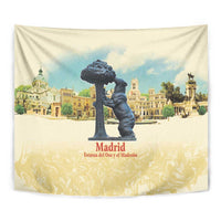 Spain El Oso y el Madrono Tapestry Madrid City Watercolor - Wonder Print Shop