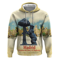 Spain El Oso y el Madrono Zip Hoodie Madrid City Watercolor - Wonder Print Shop