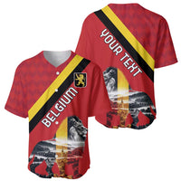 Personalized Belgium Baseball Jersey Lion Rampant With Belgium Flag Colors - Wonder Print Shop