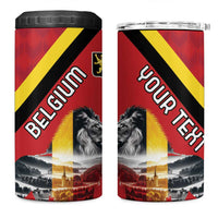 Personalized Belgium 4 in 1 Can Cooler Tumbler Lion Rampant With Belgium Flag Colors - Wonder Print Shop