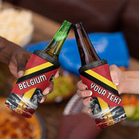 Personalized Belgium 4 in 1 Can Cooler Tumbler Lion Rampant With Belgium Flag Colors - Wonder Print Shop