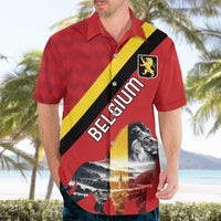 Personalized Belgium Hawaiian Shirt Lion Rampant With Belgium Flag Colors - Wonder Print Shop