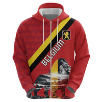 Personalized Belgium Hoodie Lion Rampant With Belgium Flag Colors - Wonder Print Shop