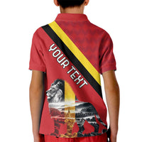Personalized Belgium Kid Polo Shirt Lion Rampant With Belgium Flag Colors - Wonder Print Shop