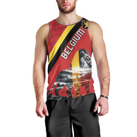 Personalized Belgium Men Tank Top Lion Rampant With Belgium Flag Colors - Wonder Print Shop