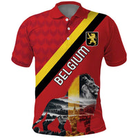 Personalized Belgium Polo Shirt Lion Rampant With Belgium Flag Colors - Wonder Print Shop