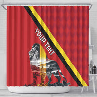 Personalized Belgium Shower Curtain Lion Rampant With Belgium Flag Colors