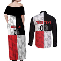 Custom Malta Rugby Couples Matching Off Shoulder Maxi Dress and Long Sleeve Button Shirt L-imtaten Go Champions - Wonder Print Shop