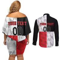 Custom Malta Rugby Couples Matching Off Shoulder Short Dress and Long Sleeve Button Shirt L-imtaten Go Champions - Wonder Print Shop