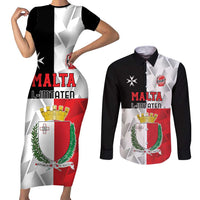 Custom Malta Rugby Couples Matching Short Sleeve Bodycon Dress and Long Sleeve Button Shirt L-imtaten Go Champions - Wonder Print Shop