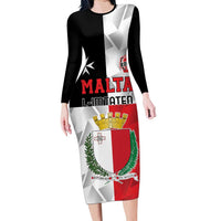 Custom Malta Rugby Family Matching Long Sleeve Bodycon Dress and Hawaiian Shirt L-imtaten Go Champions - Wonder Print Shop