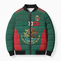 Custom Mexico Football Bomber Puffer Jacket Aztec Eagle Spirit - Wonder Print Shop
