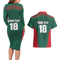 Custom Mexico Football Couples Matching Long Sleeve Bodycon Dress and Hawaiian Shirt Aztec Eagle Spirit - undefined