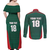 Custom Mexico Football Couples Matching Off Shoulder Maxi Dress and Long Sleeve Button Shirt Aztec Eagle Spirit - Wonder Print Shop