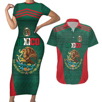 Custom Mexico Football Couples Matching Short Sleeve Bodycon Dress and Hawaiian Shirt Aztec Eagle Spirit - Wonder Print Shop