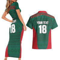Custom Mexico Football Couples Matching Short Sleeve Bodycon Dress and Hawaiian Shirt Aztec Eagle Spirit - Wonder Print Shop