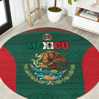 Mexico Football Round Carpet Aztec Eagle Spirit - Wonder Print Shop