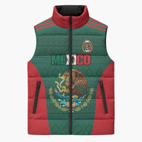 Custom Mexico Football Sleeveless Puffer Jacket Aztec Eagle Spirit - Wonder Print Shop